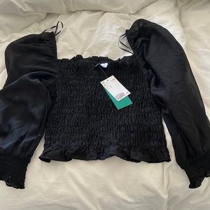 Smocked Square-neck Top